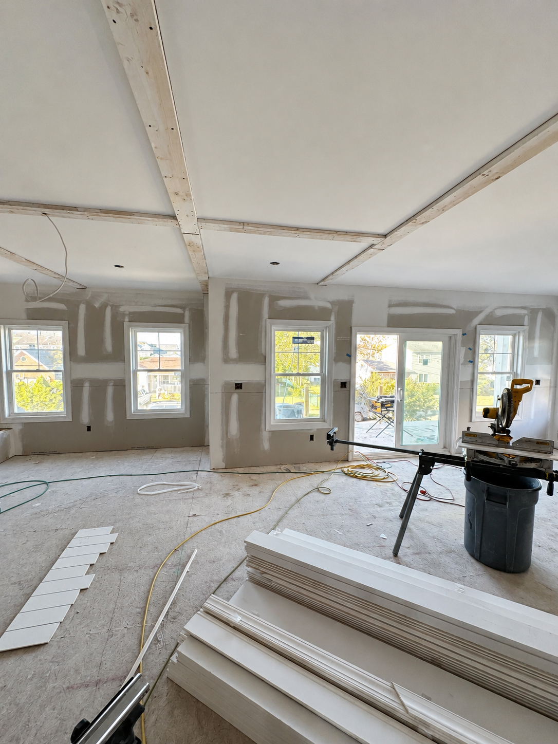 Room during coffered ceiling and finish carpentry construction