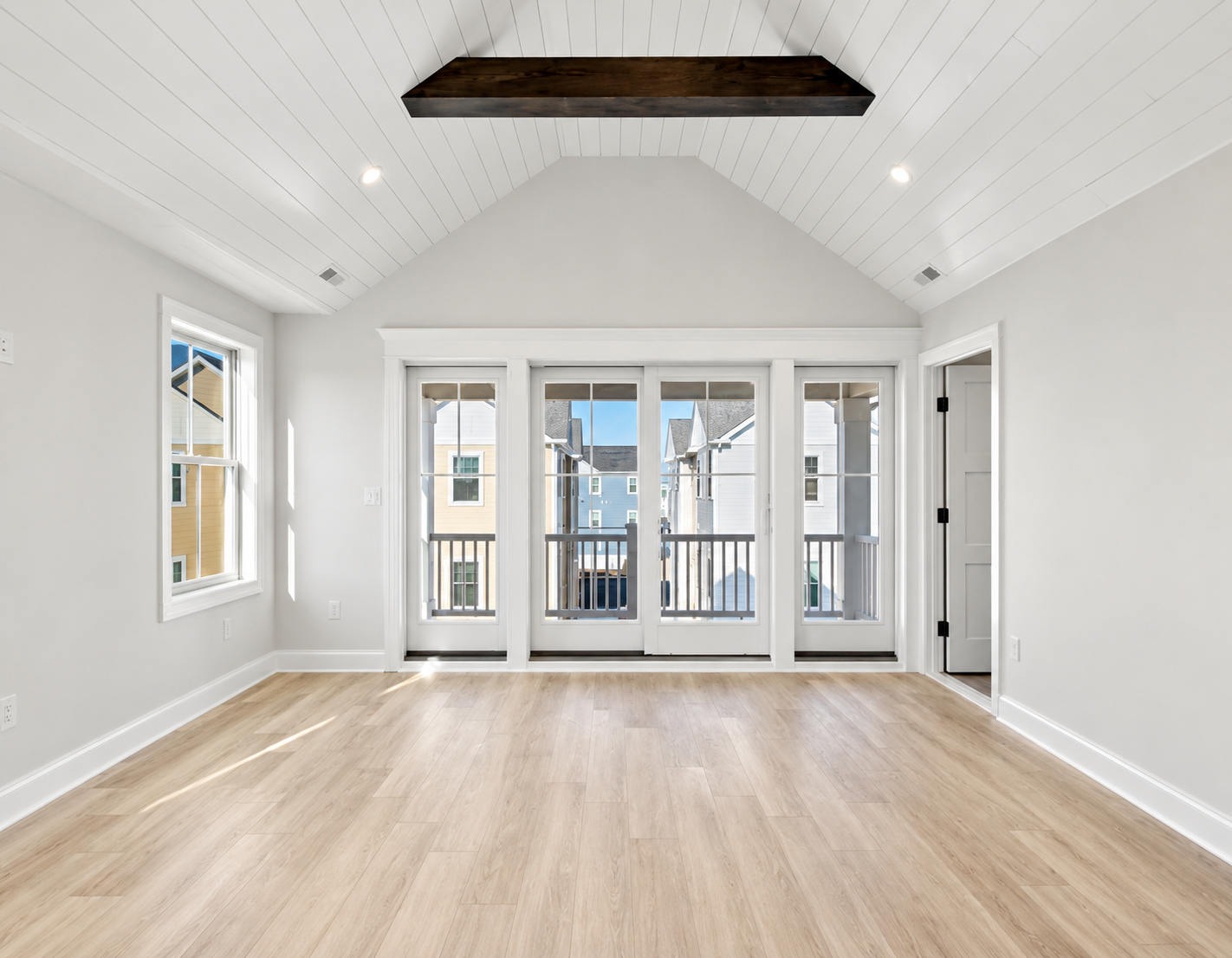 Finished window and door trim in a bright refined interior