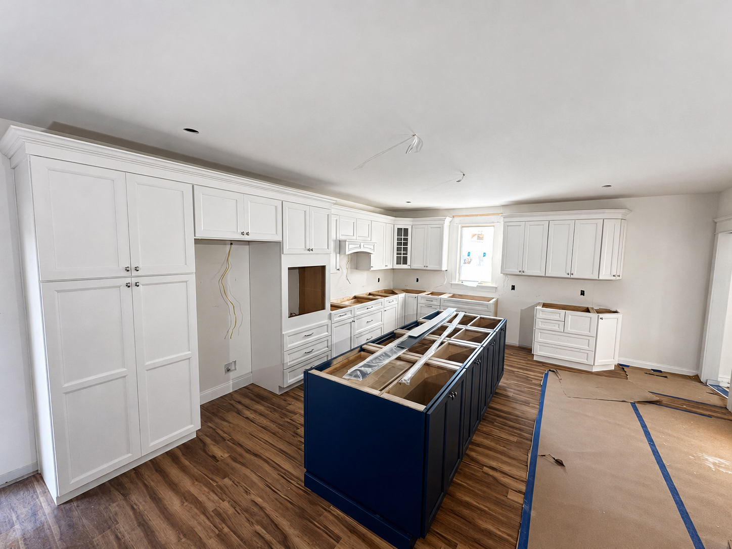 Kitchen cabinetry installation in progress